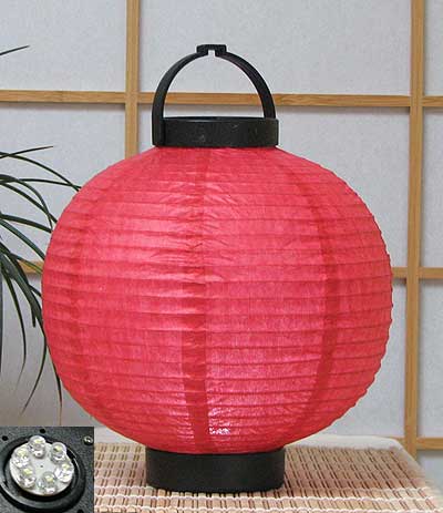 LED Battery 8in Round Paper Lanterns in RED