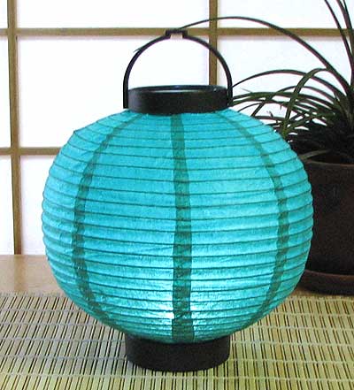 LED Battery 8in Round Paper Lanterns in TURQUOISE