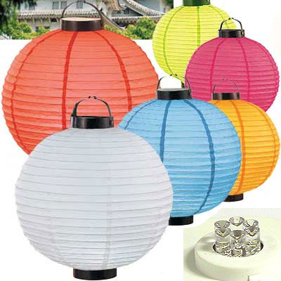 6PC Value Pack Set LED Battery 12in Round Paper Lanterns
