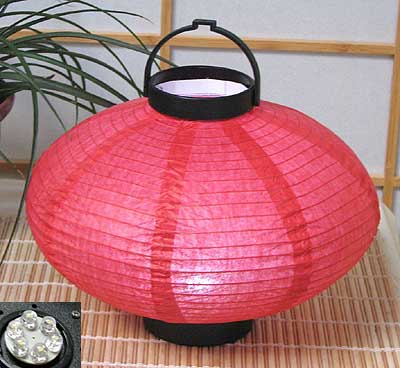LED Battery 10in Saturn Paper Lanterns in RED