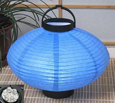 LED Battery 10in Saturn Paper Lanterns in BLUE