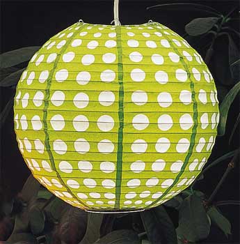Dotted Paper Lantern In Lime Green