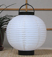LED Battery 8in Round Paper Lanterns in WHITE
