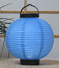 LED Battery 8in Round Paper Lanterns in BLUE