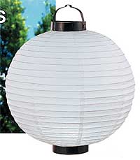 LED Battery 12in Round Paper Lanterns in WHITE