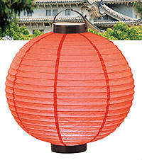 LED Battery 12in Round Paper Lanterns in RED