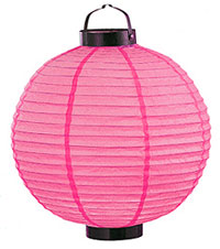 LED Battery 12in Round Paper Lanterns in ROSE PINK