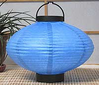 LED Battery 10in Saturn Paper Lanterns in BLUE